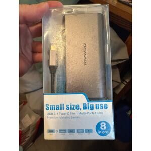 USB C Hub, Type C Adapter 8-in-1 Dock to HDMI 4K, Gigabit Ethernet RJ45